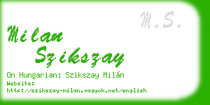 milan szikszay business card