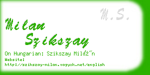 milan szikszay business card